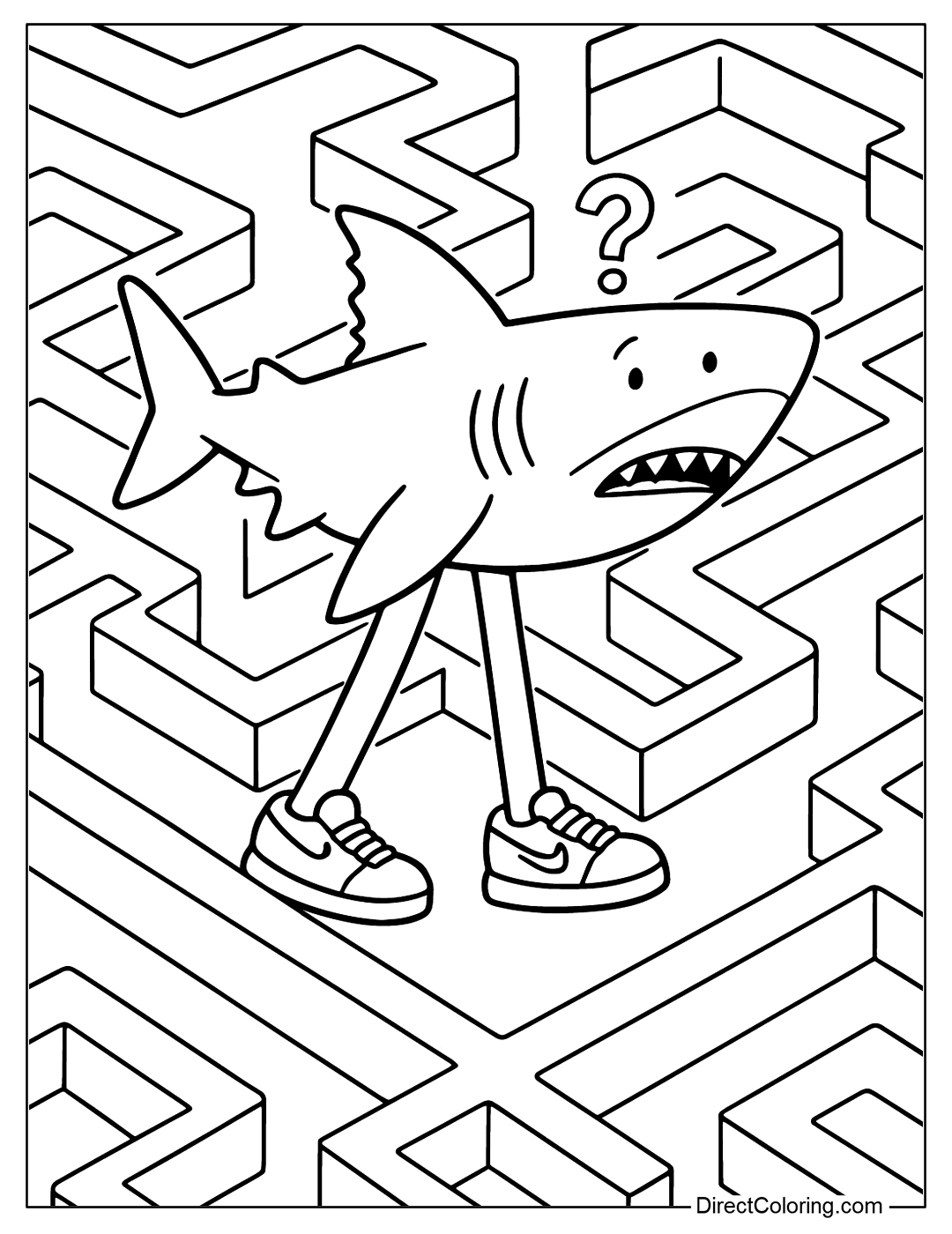 Tralalero Tralala Find a Way Out Coloring Page